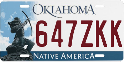 OK license plate 647ZKK
