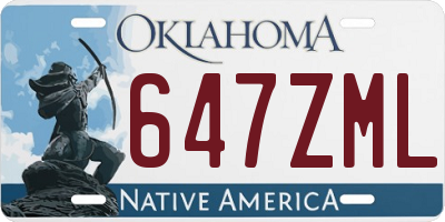 OK license plate 647ZML