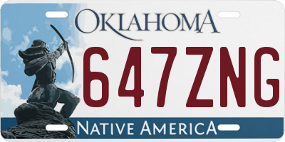 OK license plate 647ZNG