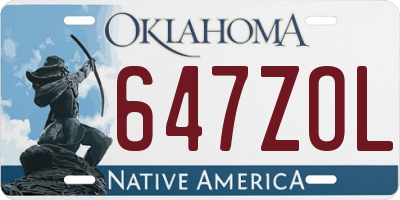 OK license plate 647ZOL