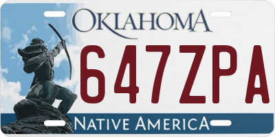 OK license plate 647ZPA