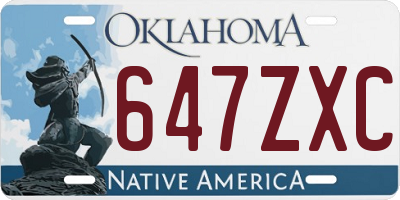 OK license plate 647ZXC