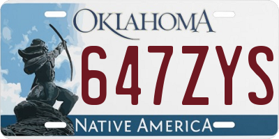 OK license plate 647ZYS