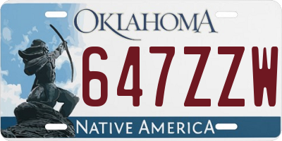 OK license plate 647ZZW