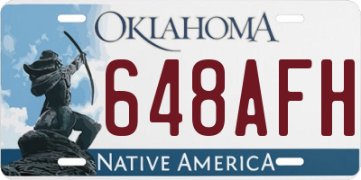 OK license plate 648AFH