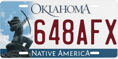OK license plate 648AFX