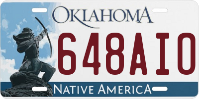 OK license plate 648AIO