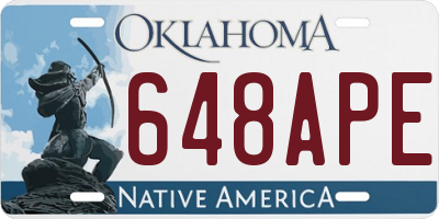 OK license plate 648APE
