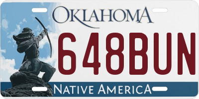 OK license plate 648BUN