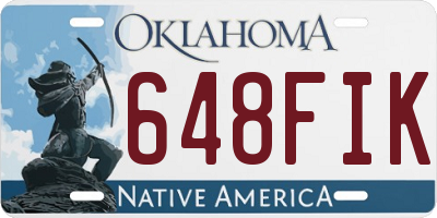 OK license plate 648FIK