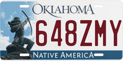 OK license plate 648ZMY