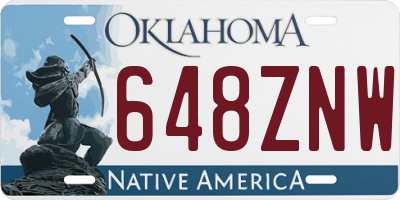 OK license plate 648ZNW
