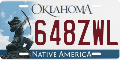 OK license plate 648ZWL