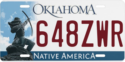 OK license plate 648ZWR