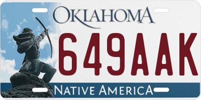 OK license plate 649AAK