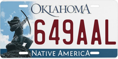 OK license plate 649AAL