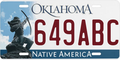 OK license plate 649ABC