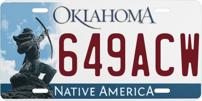 OK license plate 649ACW