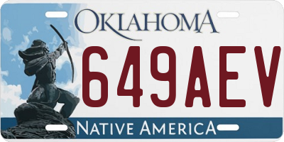 OK license plate 649AEV