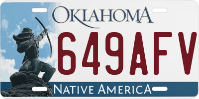 OK license plate 649AFV