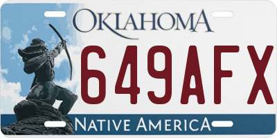 OK license plate 649AFX