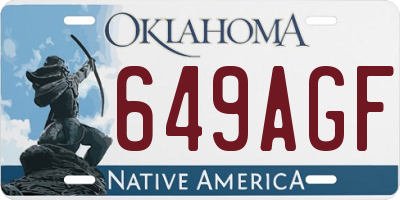 OK license plate 649AGF