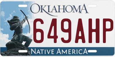 OK license plate 649AHP