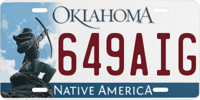 OK license plate 649AIG