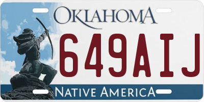 OK license plate 649AIJ