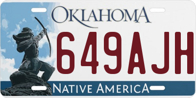 OK license plate 649AJH