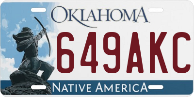 OK license plate 649AKC