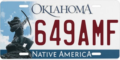 OK license plate 649AMF