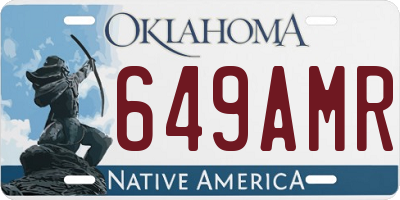 OK license plate 649AMR