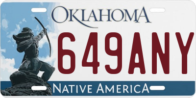 OK license plate 649ANY