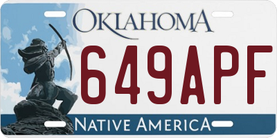 OK license plate 649APF