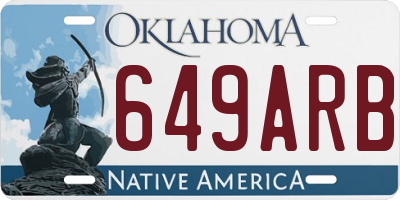 OK license plate 649ARB