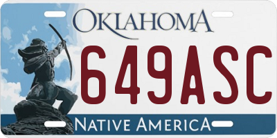 OK license plate 649ASC