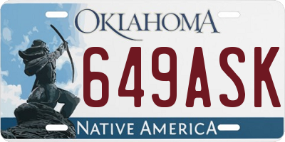 OK license plate 649ASK