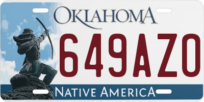 OK license plate 649AZO