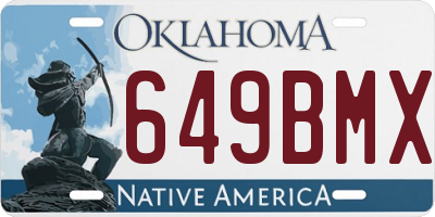 OK license plate 649BMX