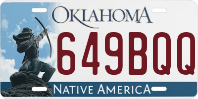 OK license plate 649BQQ