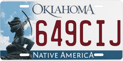 OK license plate 649CIJ