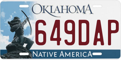OK license plate 649DAP