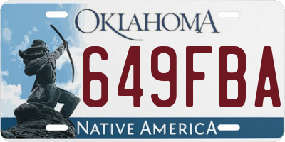 OK license plate 649FBA
