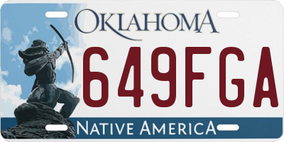OK license plate 649FGA