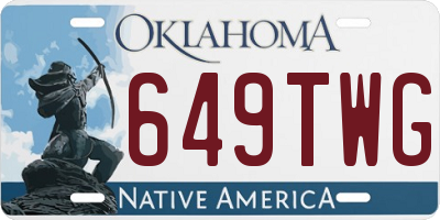 OK license plate 649TWG
