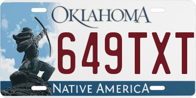 OK license plate 649TXT