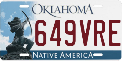 OK license plate 649VRE