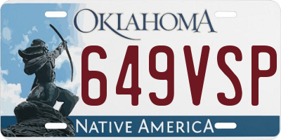 OK license plate 649VSP