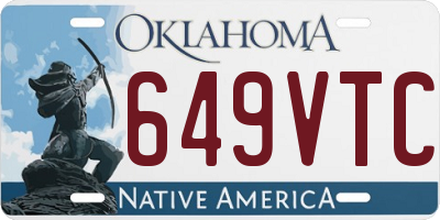 OK license plate 649VTC